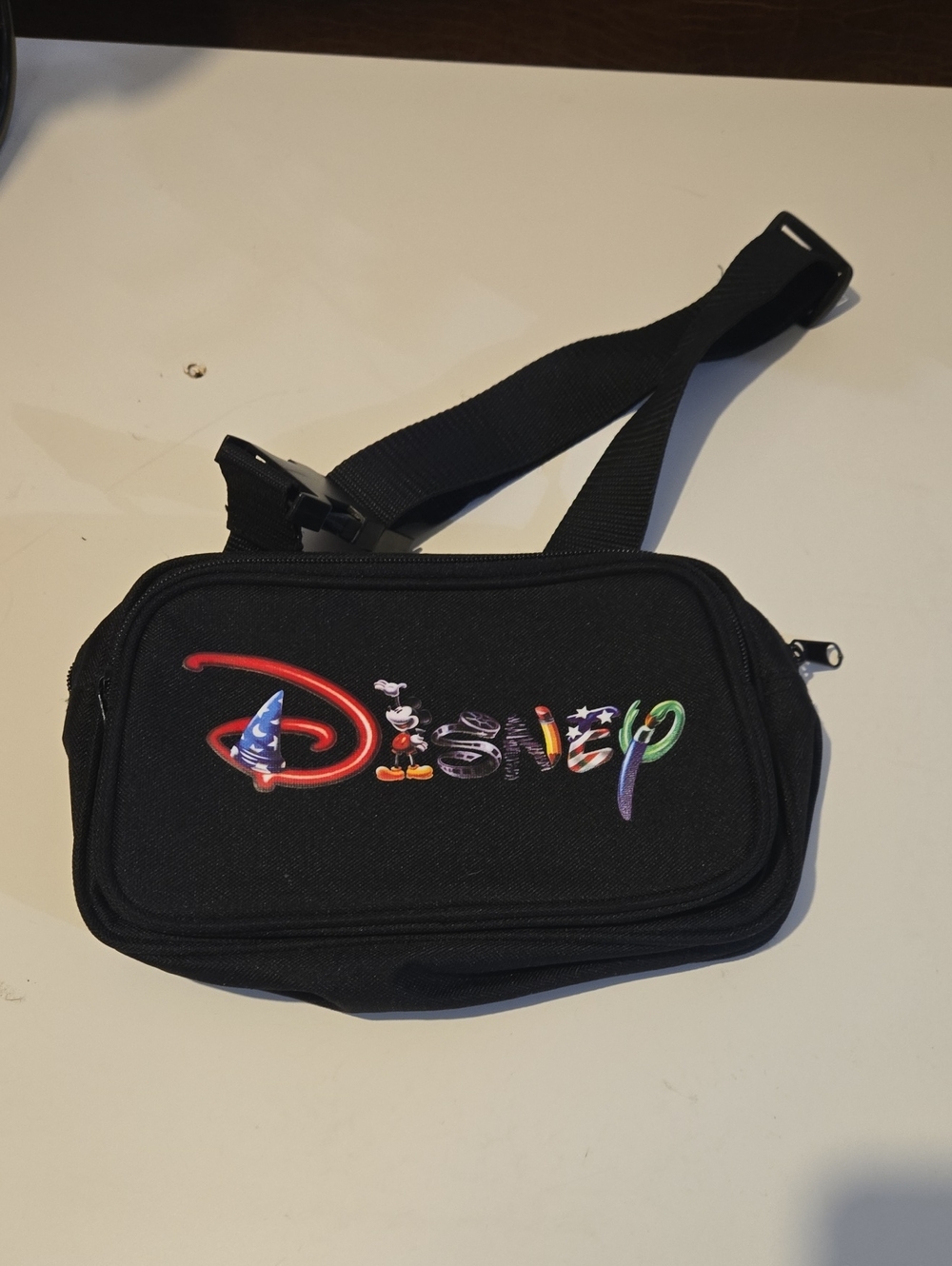 Black Disney Fanny Pack with Colorful Logo